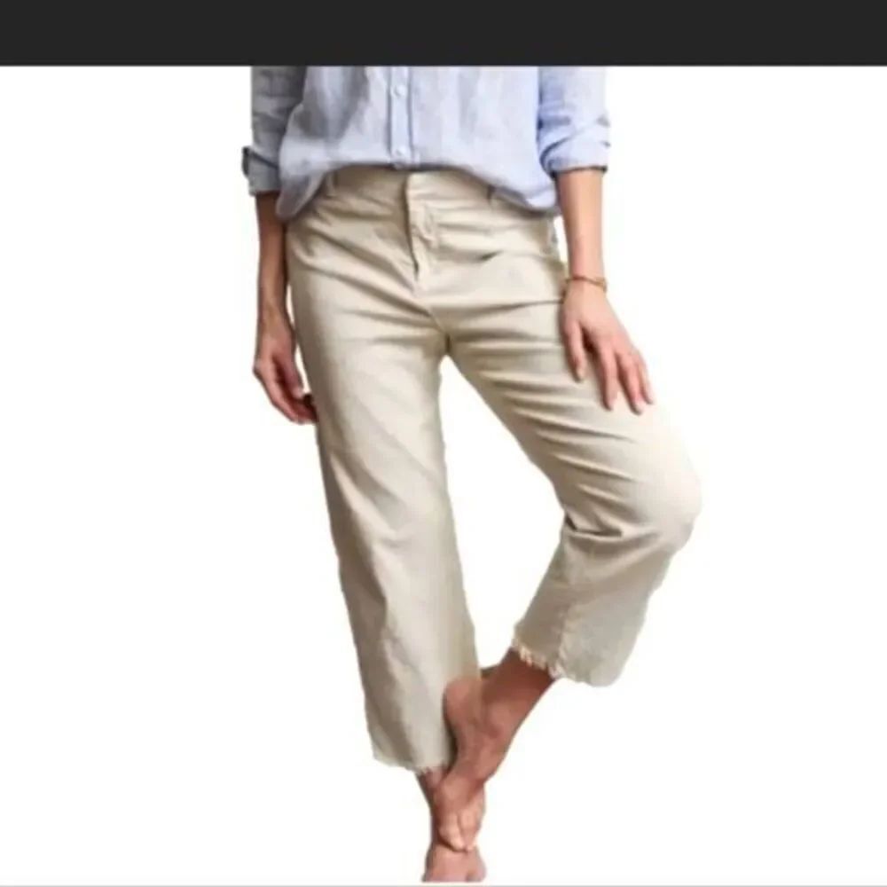 FRANK & EILEEN Kinsale Flax Linen Trouser Pants - KHAKI Sz 0